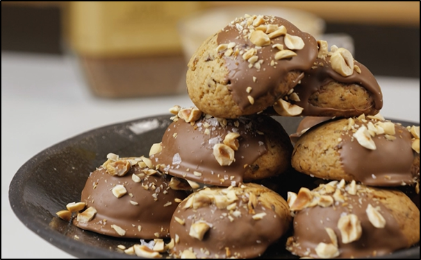 Hazelnut Cookies with Coffee and Chocolate