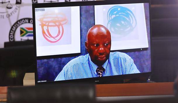 Former Transnet board chairman Mafika Mkwanazi testifying via live streaming at the State Capture Inquiry.         Photo by Gallo Images/Luba Lesolle