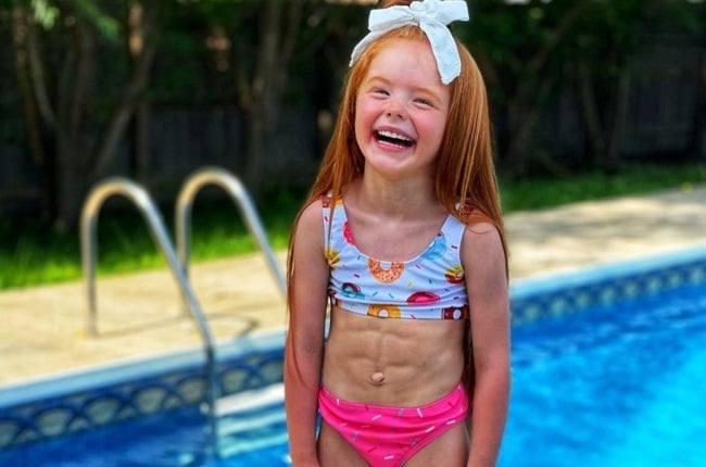 This seven-year-old's abs of steel has caused an uproar but her