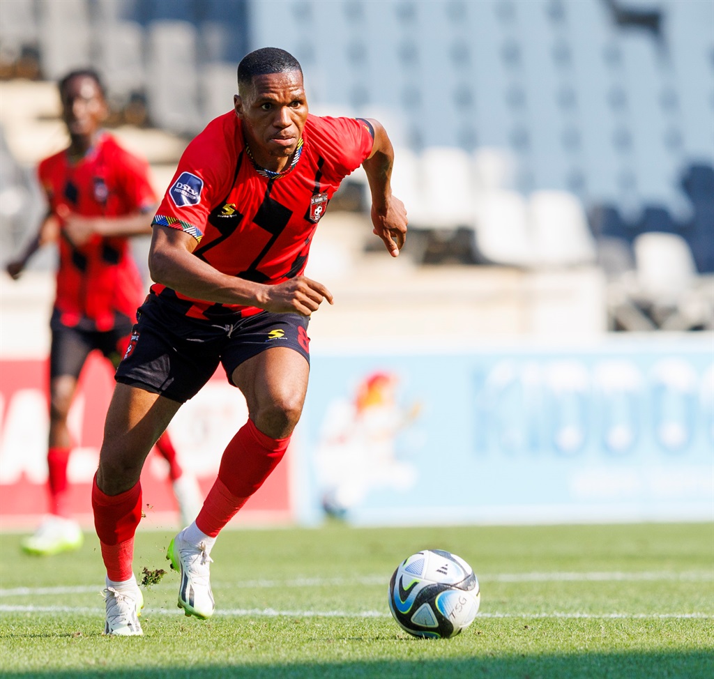 NELSPRUIT, SOUTH AFRICA - NOVEMBER 26: Mlungisi Mbunjana of TS Galaxy FC during the DStv Premiership match between TS Galaxy and Polokwane City at Mbombela Stadium on November 26, 2023 in Nelspruit, South Africa. (Photo by Dirk Kotze/Gallo Images),_ì??I=óan¦?¤¾ø-i°?