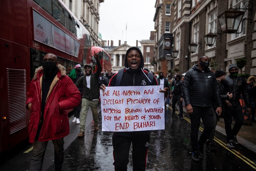 Protesters call for change in Nigeria.