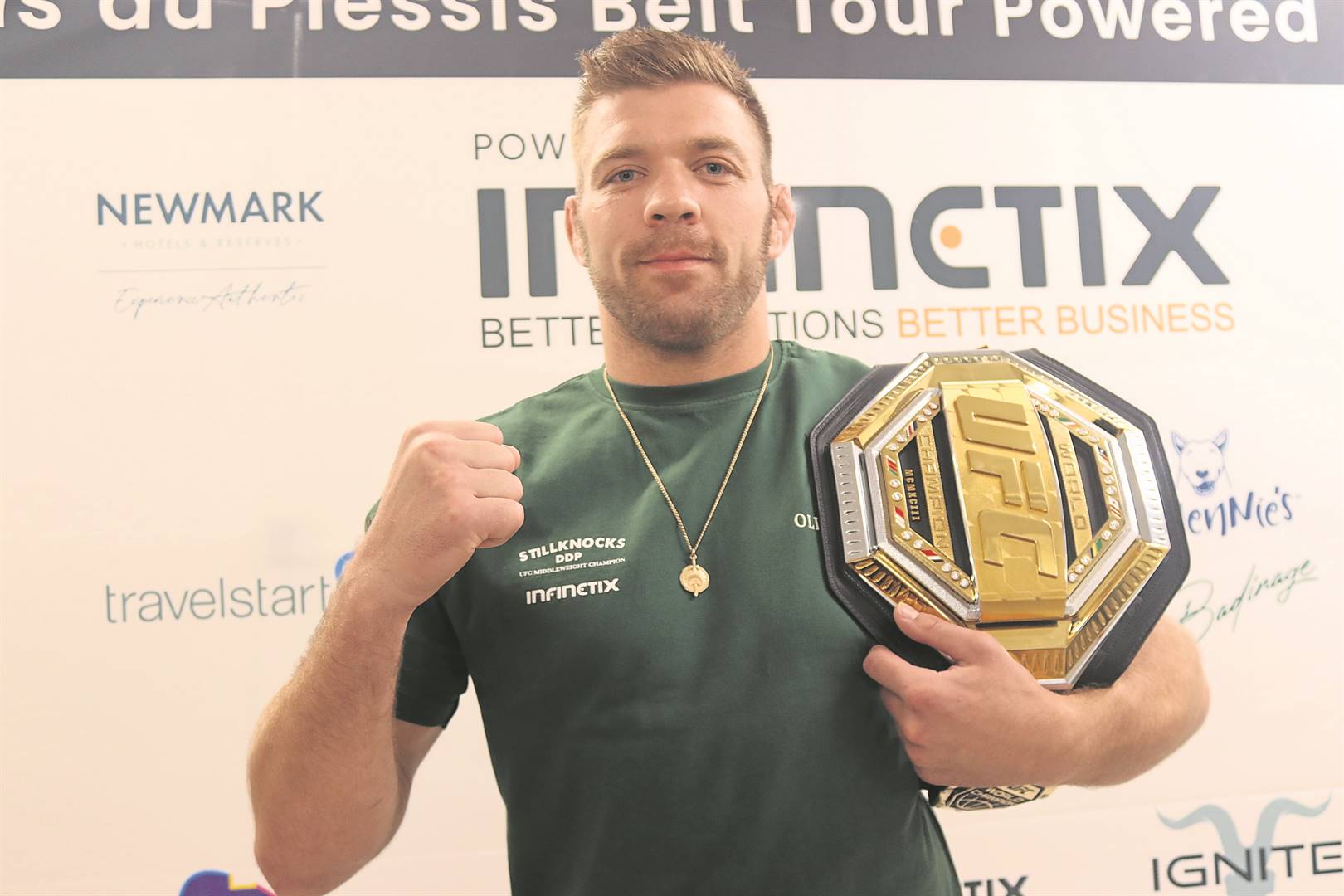 Newly crowned Ultimate Fighting Championship (UFC) middleweight champion Dricus du Plessis was in Cape Town on Friday 2 February.PHOTOS: KAYLYNNE BANTOM