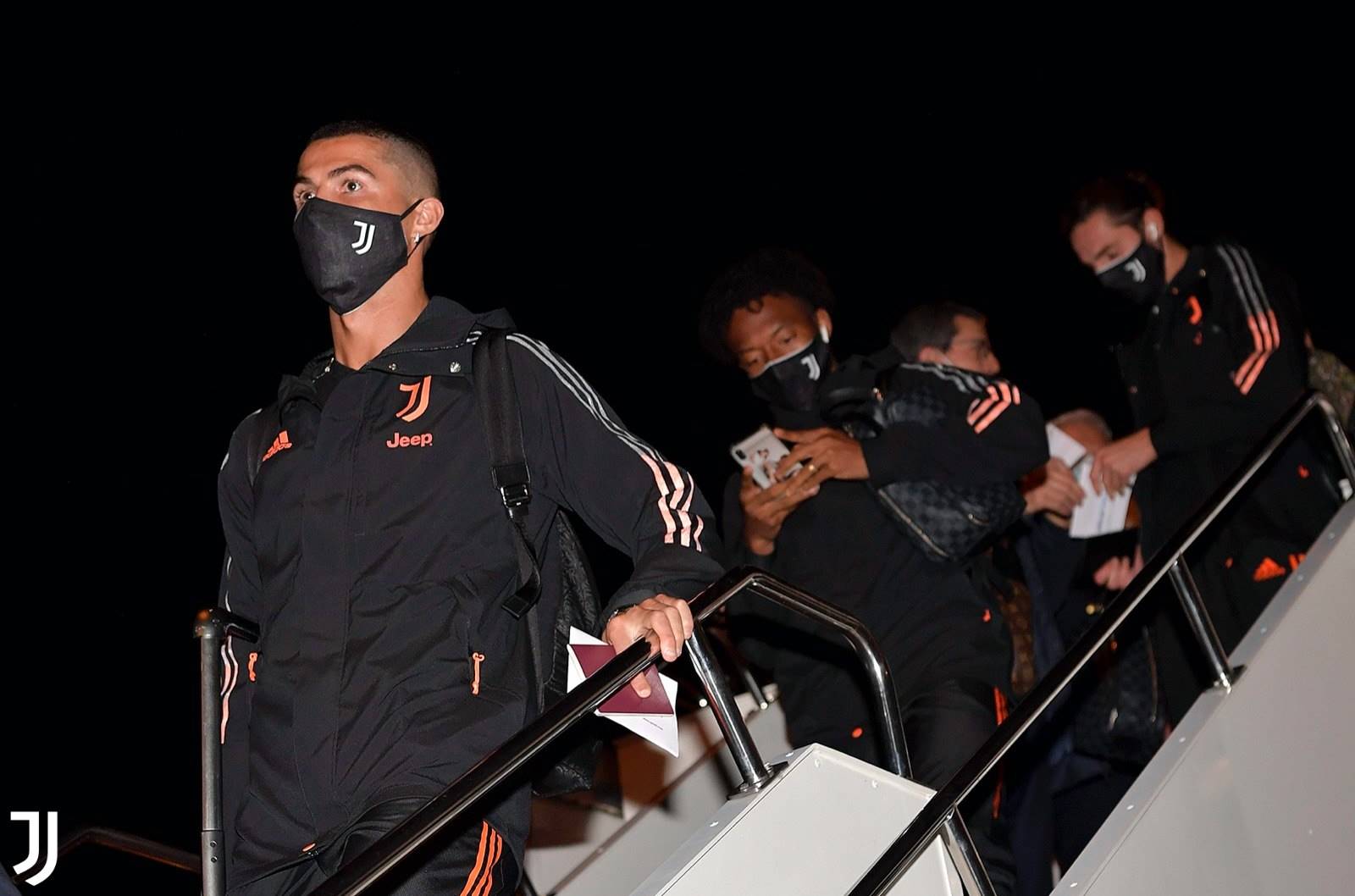 Cristiano Ronaldo and his Juventus team-mates land in Budapest, Hungary, ahead of the team’s Champions League game against Ferencváros on Wednesday night Picture: Juventus twitter