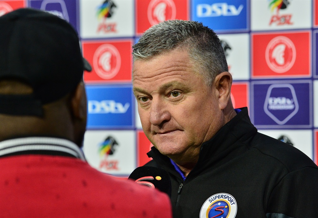 Gavin Hunt (Head Coach) of SuperSport United during the DStv Premiership match between Cape Town Spurs and SuperSport United at Athlone Stadium on October 04, 2023 in Cape Town, South Africa. 