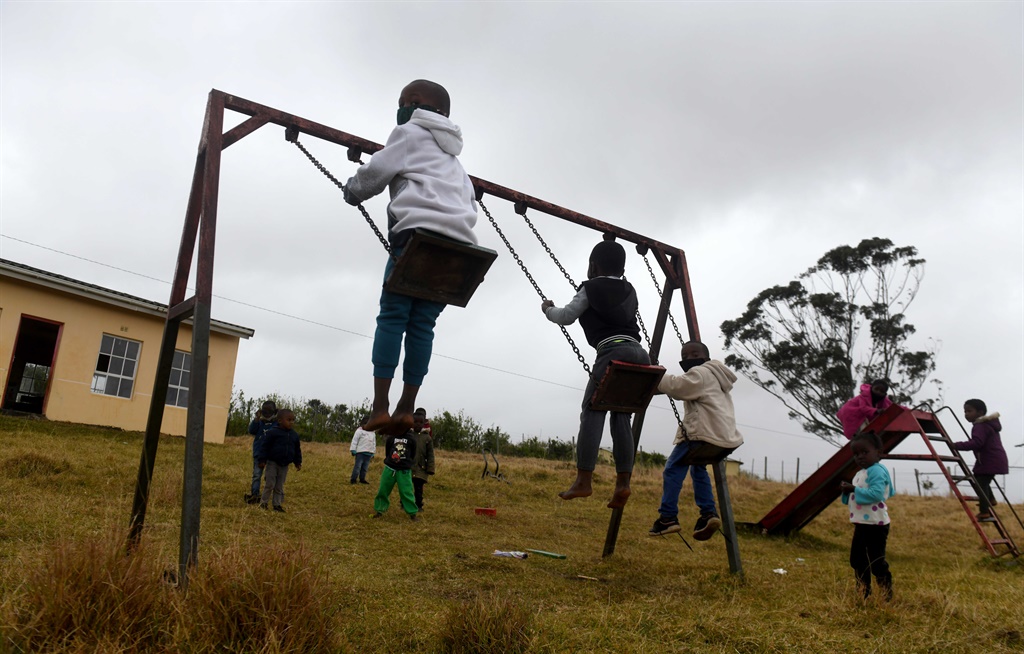 Children play outside at the Mzumhle Preschool near the village of Qolora on the Eastern Cape's Wild Coast. Picture: Black Star/Spotlight