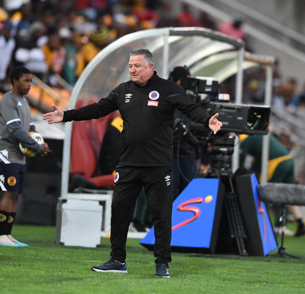 POLOKWANE, SOUTH AFRICA - APRIL 27: Gavin Hunt coach of SuperSport United during the DStv Premiership match between Kaizer Chiefs and SuperSport United at Peter Mokaba Stadium on April 27, 2024 in Polokwane, South Africa. (Photo by Philip Maeta/Gallo Images)