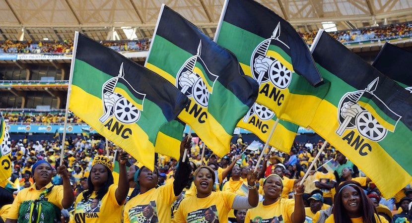 ANC supporters wave their party's flag. Photo: Reuters