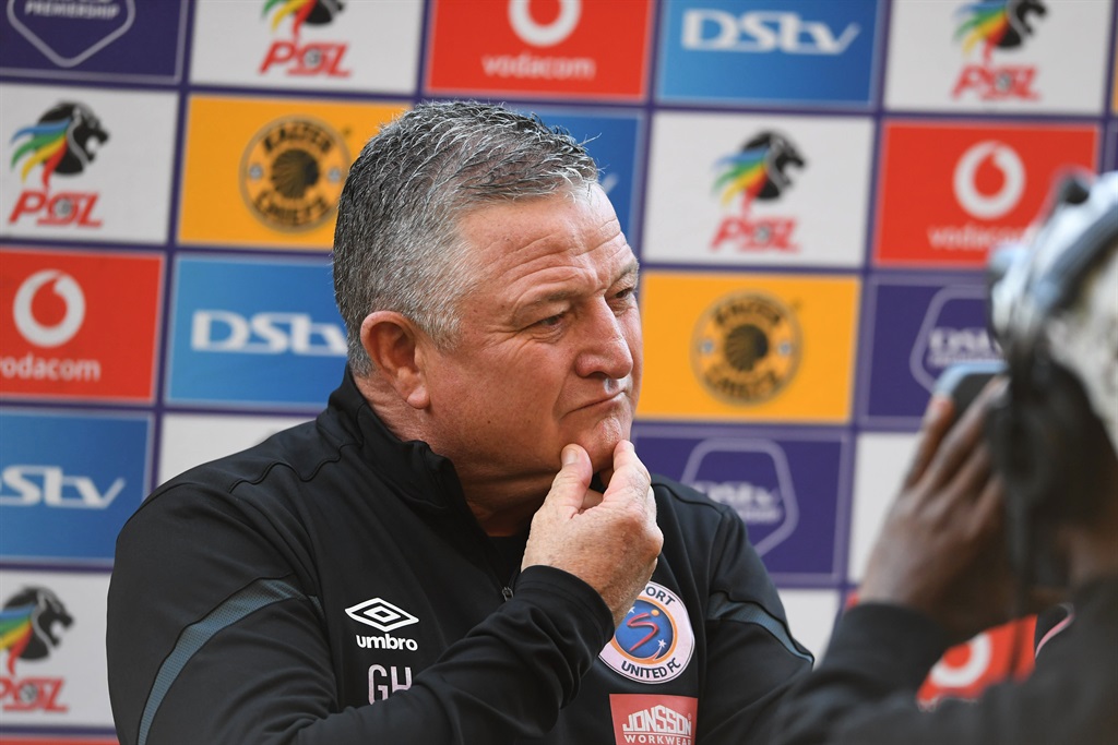POLOKWANE, SOUTH AFRICA - APRIL 27: Gavin Hunt coach of SuperSport United before the DStv Premiership match between Kaizer Chiefs and SuperSport United at Peter Mokaba Stadium on April 27, 2024 in Polokwane, South Africa. (Photo by Philip Maeta/Gallo Images)