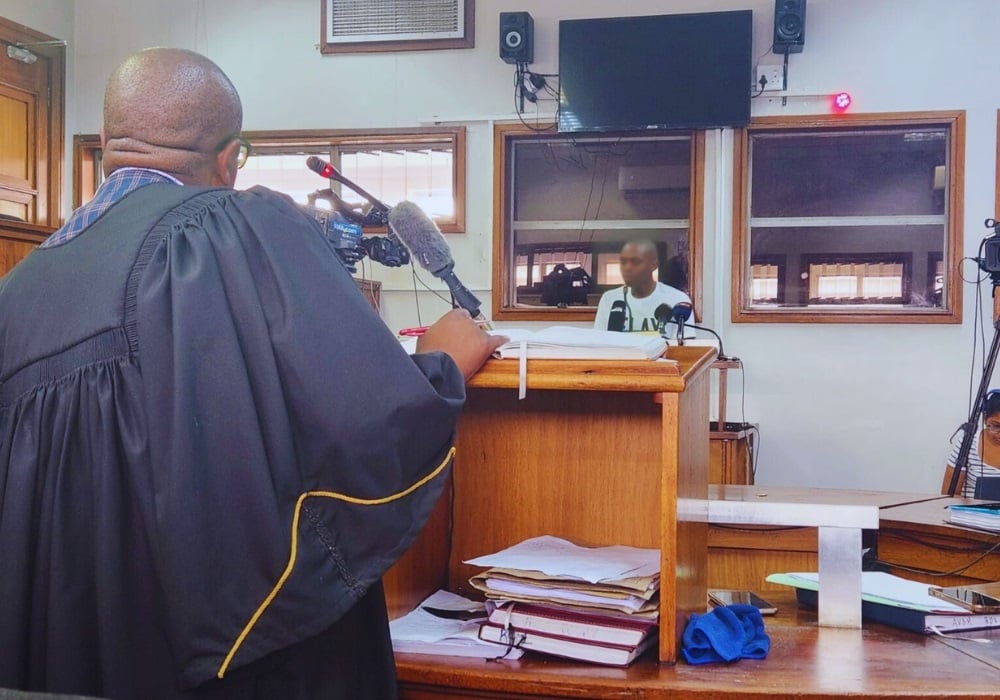 Prosecutor Ayanda Bakana during the cross examination of the man accused of Kirsten Kluyts' murder and rape