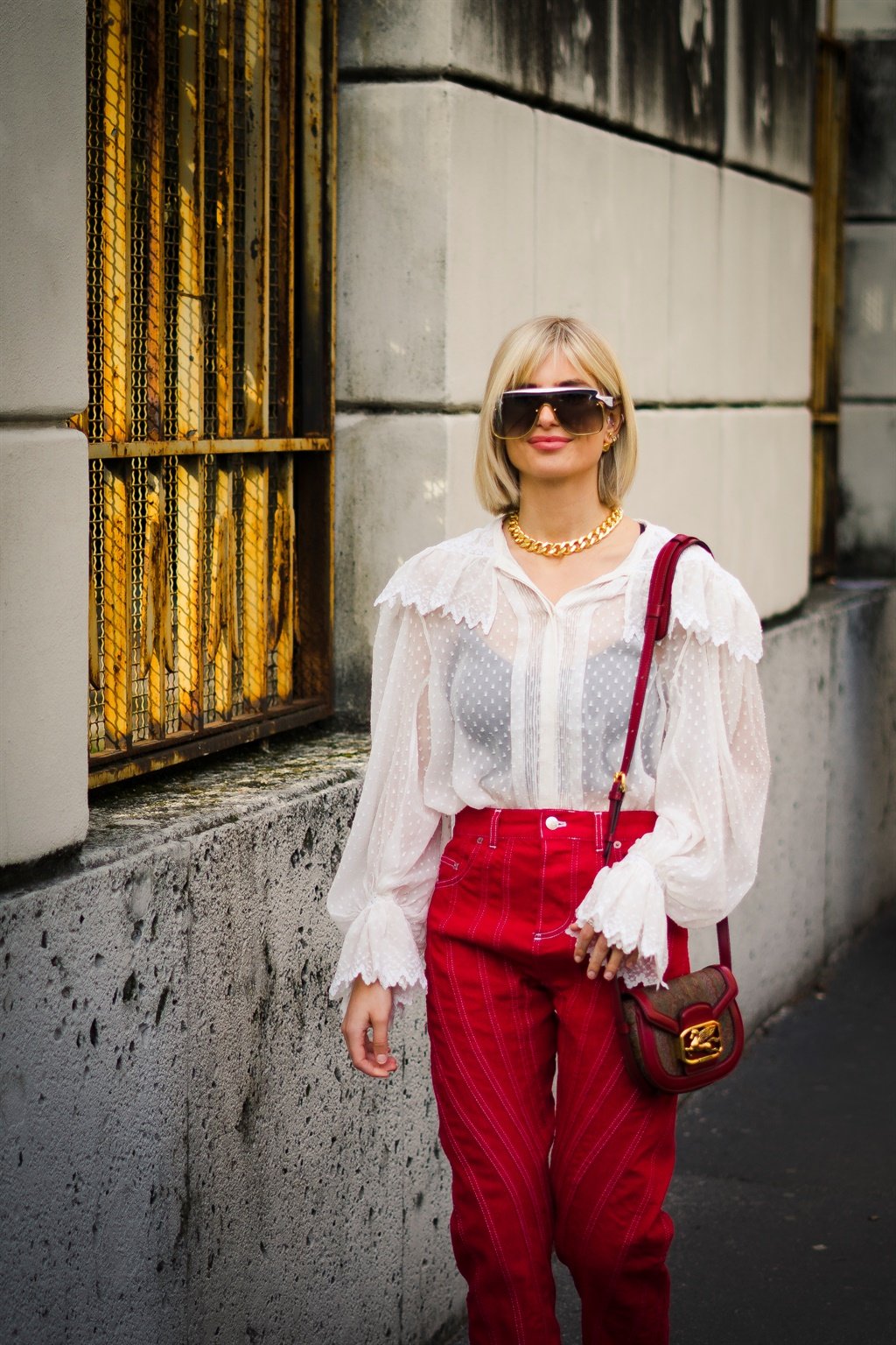 People at Street Style At Ermanno Scervino Fashion