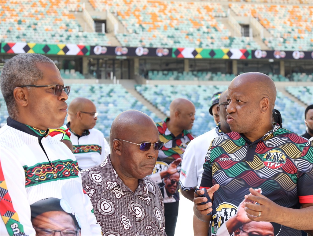 Inkatha Freedom Party leadership conducts a walkabout at the Moses Mabhida Stadium ahead of Sunday's manifesto launch. (Facebook/Inkatha Freedom Party)