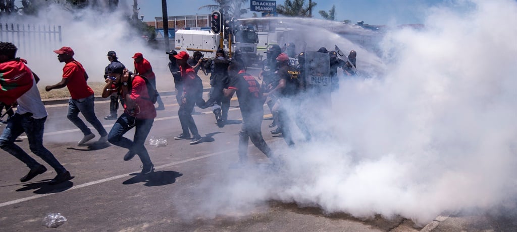 Teargas was used to disperse protesting EFF members in Brackenfell on Friday.