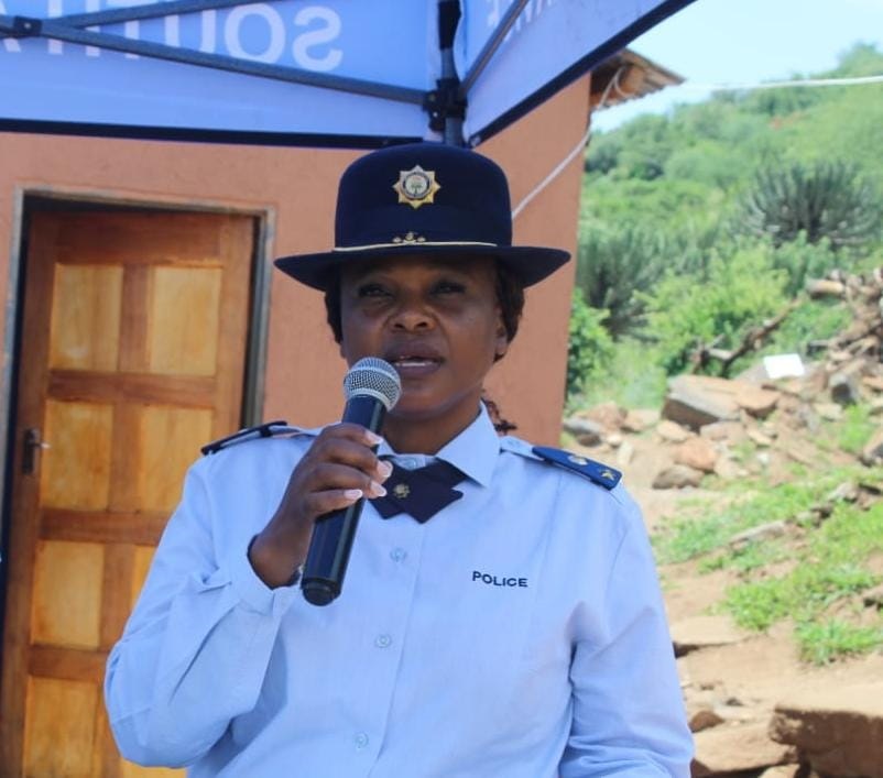 Lieutenant-Colonel Elizabeth Magoa, the Botlokwa station commander, during the handover of the house.