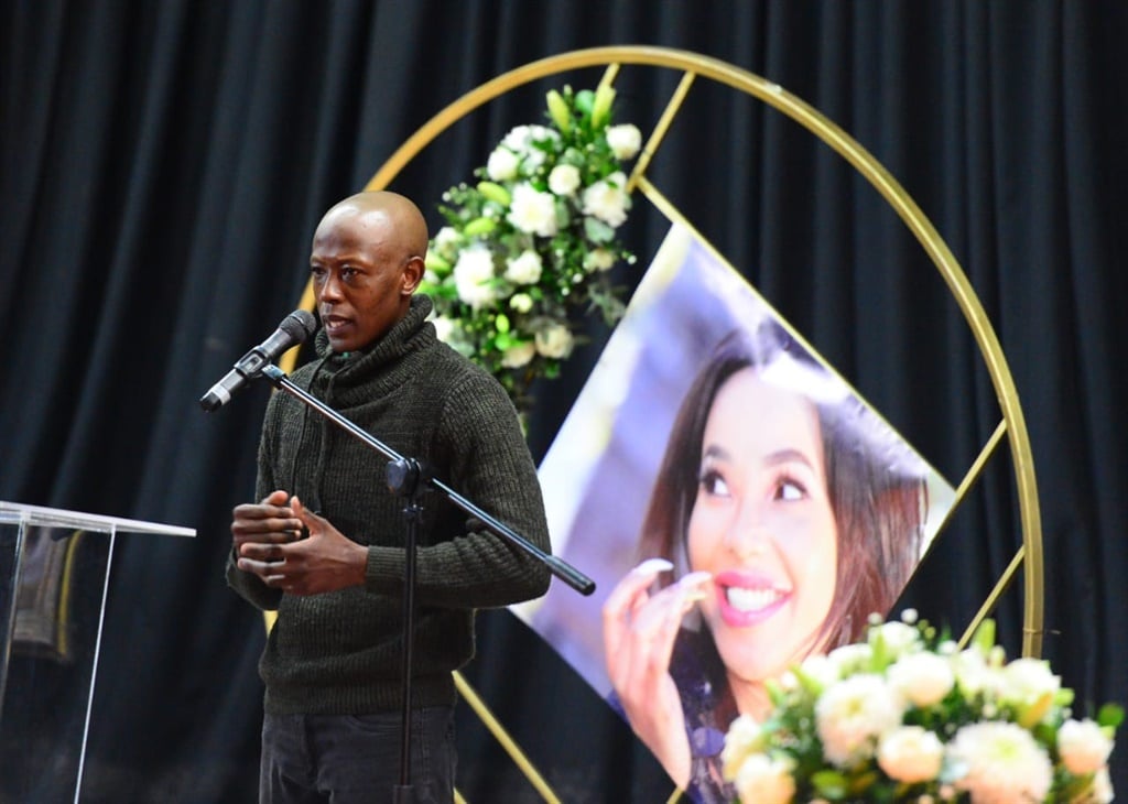 Kwaito artist Mzambiya speaking fondly about his friend Mshoza during a memorial service. Photo: Morapedi Mashashe