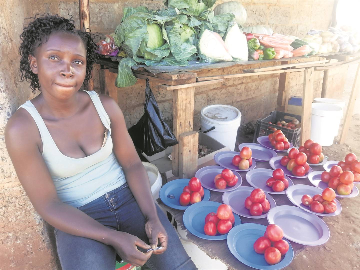 Dalphina Msimango sells fruit and vegetables. Photos by Collen Mashaba 