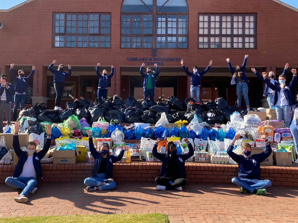 Grade 12s at Cornwall Hill College in Pretoria with the donations they collected.