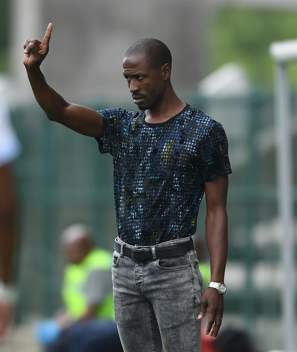 CAPE TOWN, SOUTH AFRICA - DECEMBER 01: Benson Mhlongo (head coach) of TS Sporting during the Nedbank Cup, NFD Qualifying match between Cape Umoya United and TS Sporting at Athlone Stadium on December 01, 2018 in Cape Town, South Africa. (Photo by Ashley Vlotman/Gallo Images)