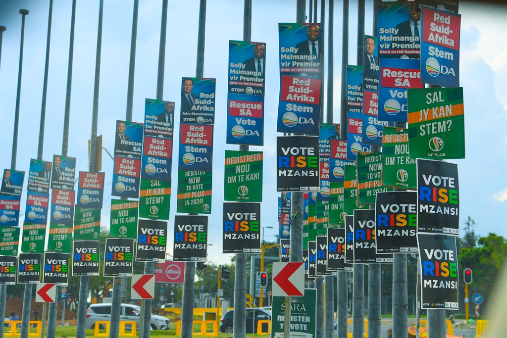 Posters of various political parties displayed in Pretoria.  Photo by Gallo Images