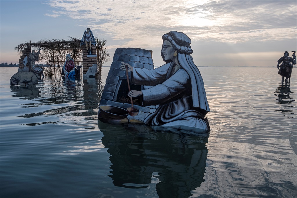 Venice, Italy - December 21: a floating manger s