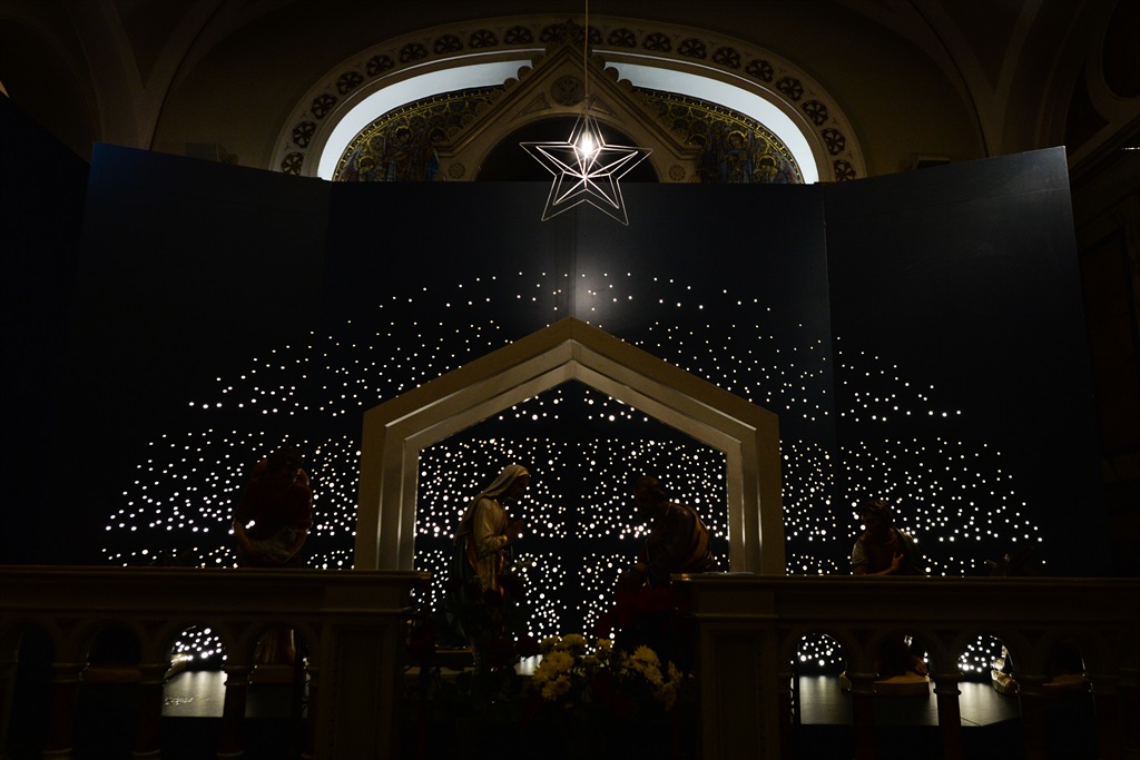 A nativity scene inside the church of St Teresas Discalce