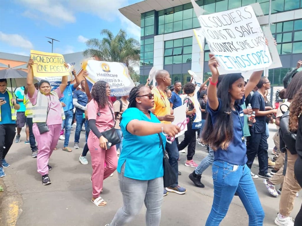 Unemployed doctors in KwaZulu-Natal staged a peaceful march to the provincial health department offices on Monday.