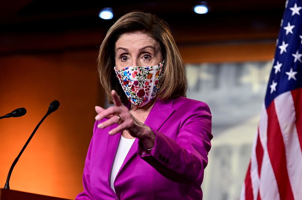 Nancy Pelosi, speaker of the House of Representatives, at a news conference a day after the violent protest at the congress building. Photo: Reuters