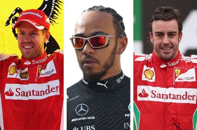 Lewis Hamilton (middle) will follow Sebastian Vettel (left) and Fernando Alonso (right) in racing for the Ferrari Formula 1 team