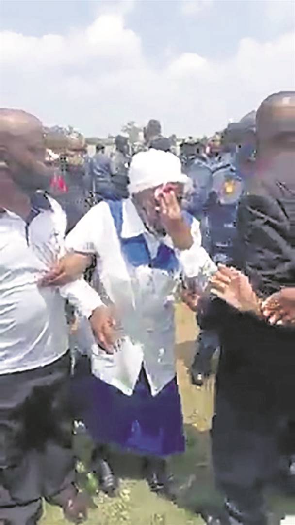 A screengrab from a video shows Mary Tsotetsi with a rubber bullet wound on her face.