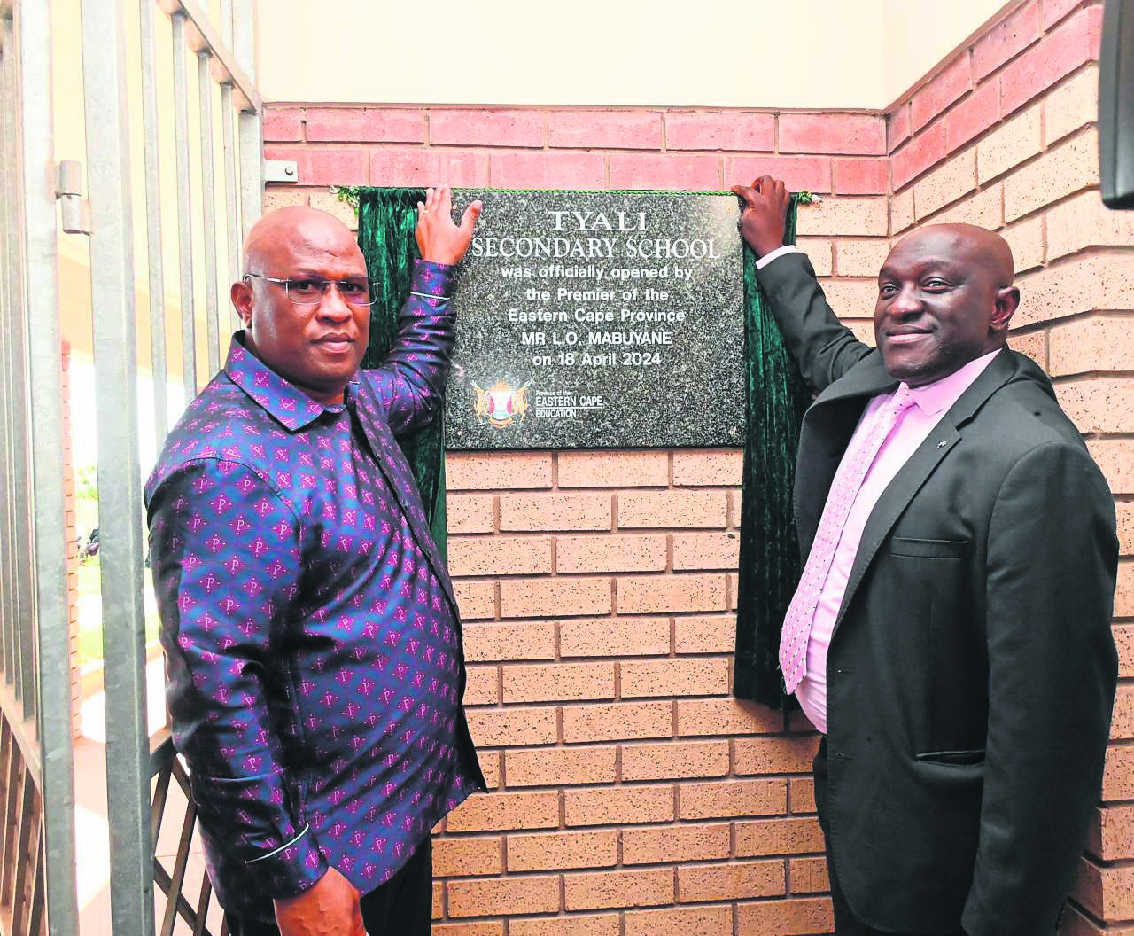 Eastern Cape premier Oscar Mabuyane and Education MEC Fundile Gade officially open the Tyali SSS in Centane.