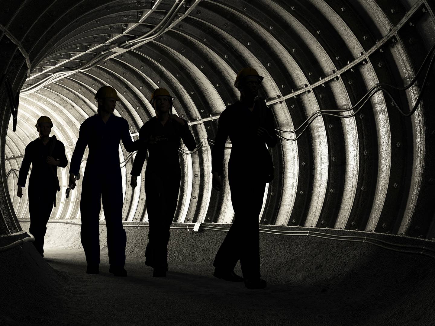 Silhouette of workers in mine. Picture: Archive