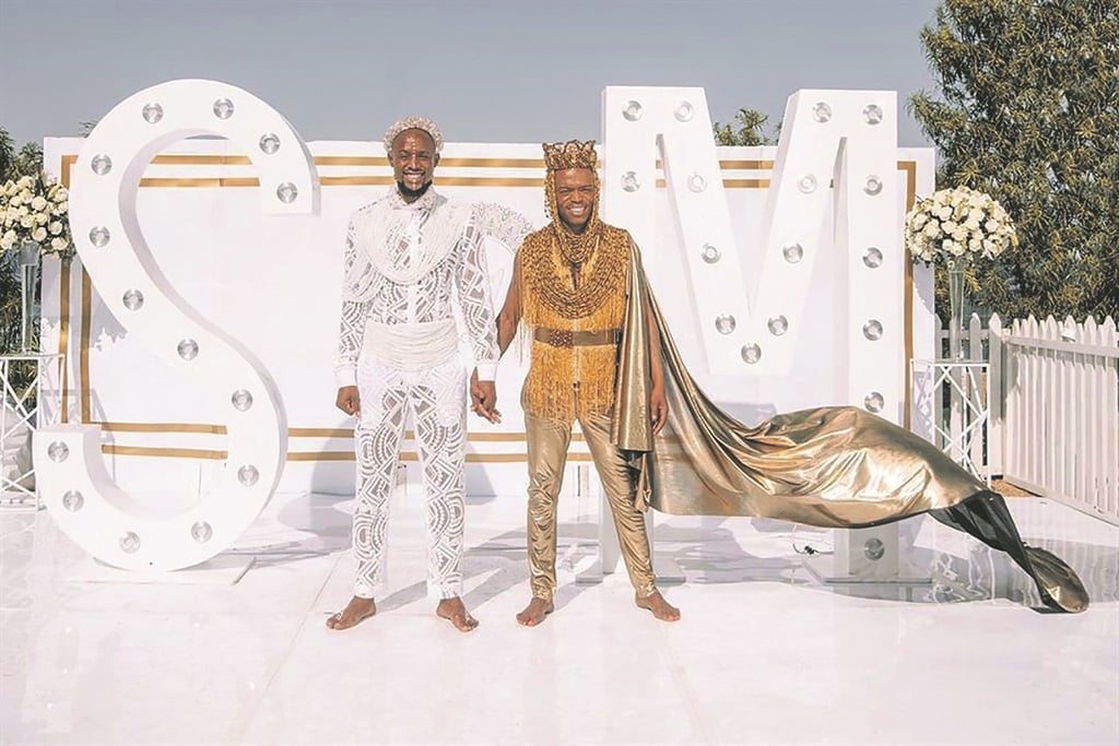 Somizi Mhlongo Motaung and Mohale Motaung-Mhlongo at their wedding. Picture: Supplied