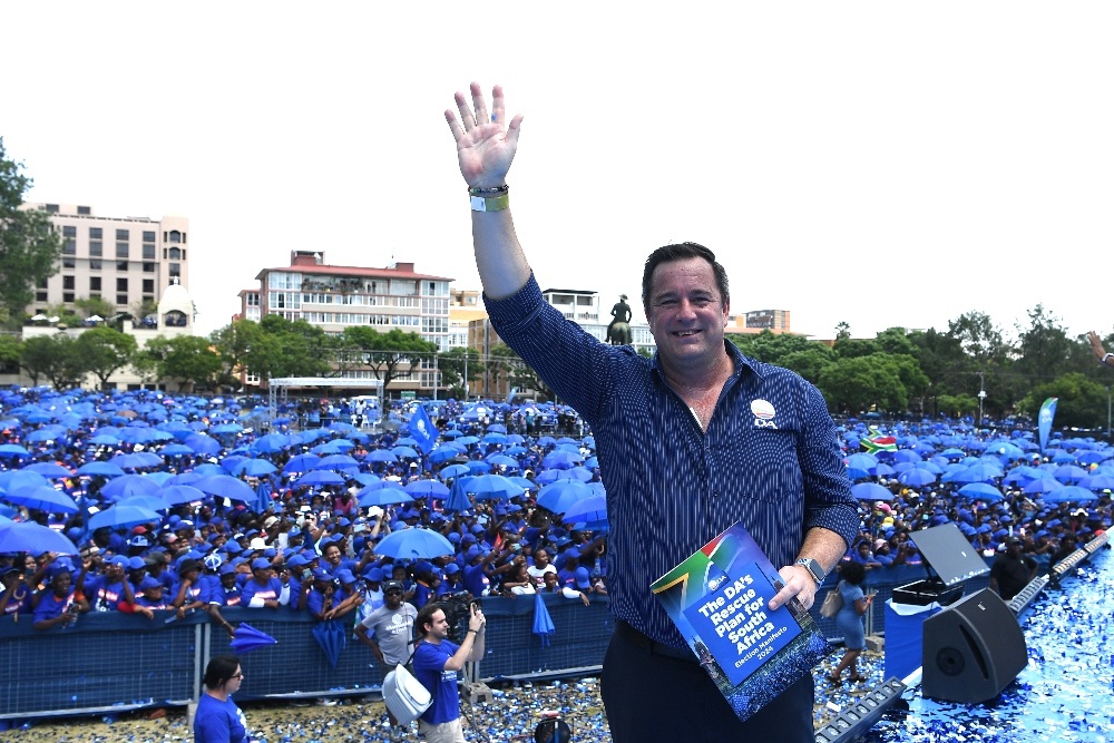 DA leader John Steenhuisen during the party's manifesto launch at Union Buildings on 17 February. (Lefty Shivambu/Gallo Images)