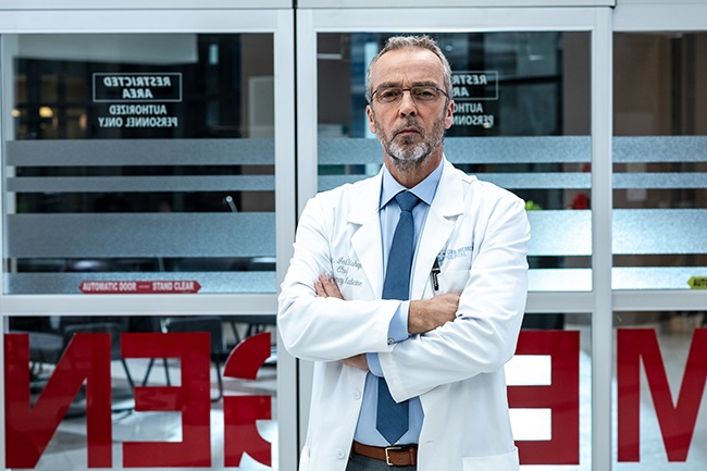 John Hannah as Dr. Jed Bishop in Transplant. (Photo: Universal TV)