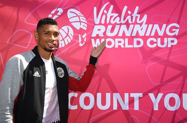 Wayde van Niekerk during the launch of the Vitality Running World Cup at 1 Discovery Place.