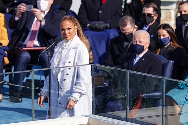 WASHINGTON, DC - JANUARY 20: Jennifer Lopez looks 