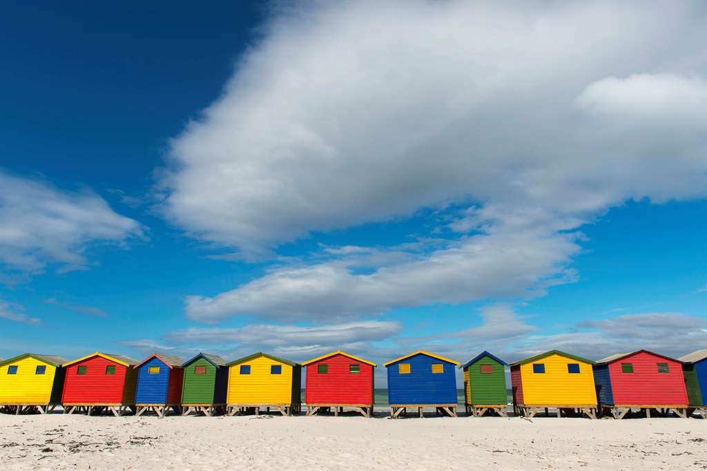 View of colorful beach houses on the beach at Muizenberg near Cape Town. Picture: Wolfgang Kaehler/LightRocket via Getty Images