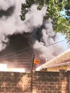 The house that caught fire in Randburg on Monday morning.