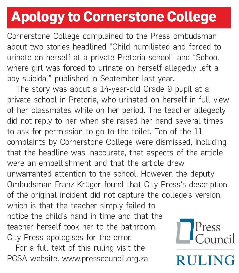 Child 'humiliated' and forced to urinate on herself at a Pretoria private  school