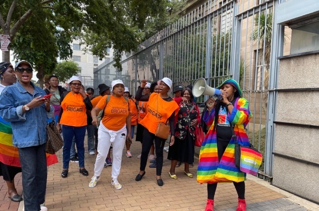 The members of the LGBTQI+ Community gathered outside court today 