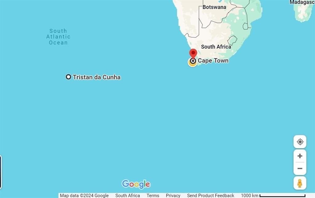 A seafarer and skipper of a sailing vessel, NINA POPE and a German national died when the vessel sank in the Atlantic Ocean while en route to Cape Town.  (Google Maps/screenshot)
