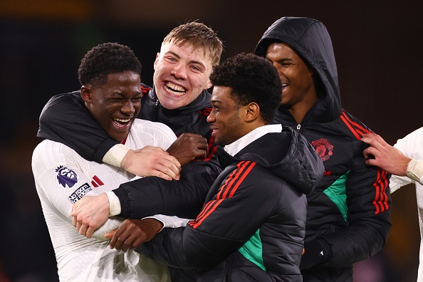 Manchester United teenager Kobbie Mainoo (left) is reportedly the subject of interest from two nations.