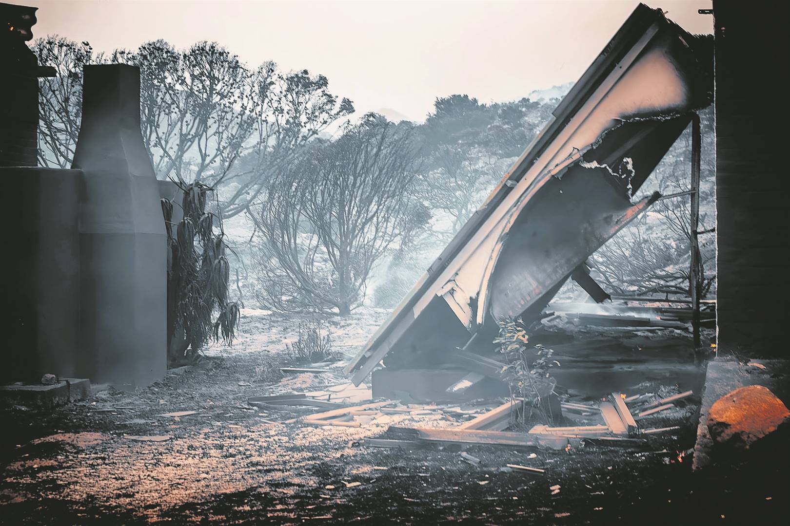 Four houses in the Sea Farms Private Nature Reserve were gutted during the recent fires.Photo: Christoff Theunissen
