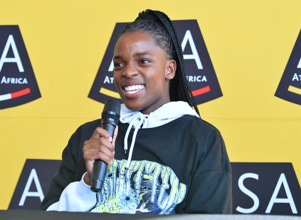 Viwe Jingqi during the ASA Senior Track & Field National Championships press conference at Green Point Athletics Stadium on 20 April 2022 in Cape Town, South Africa. 