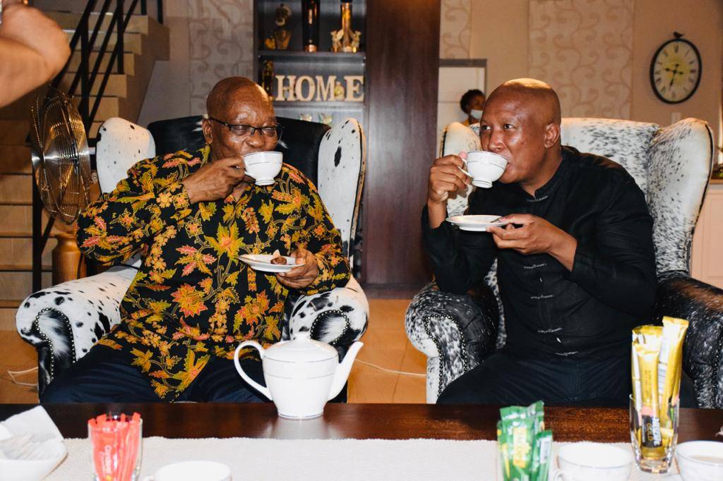 Former president Jacob Zuma and EFF leader Julius Malema drank tea at Zuma's Nkandla compound, which Malema previously called a "monument to corruption".