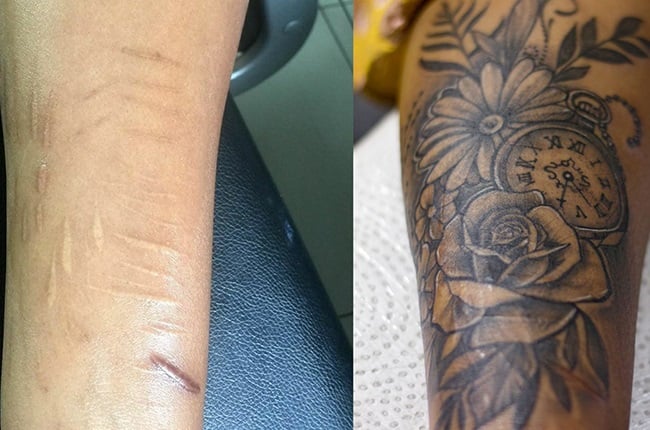 Puseletso Setlhabi's before and after tattoo pictu