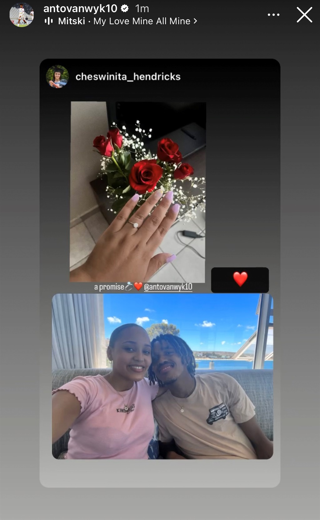 Antonio van Wyk gave his girlfriend a promise ring