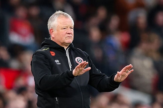 Sheffield United manager Chris Wilder reacts in a Premier League match. (Matt McNulty/Getty Images)
