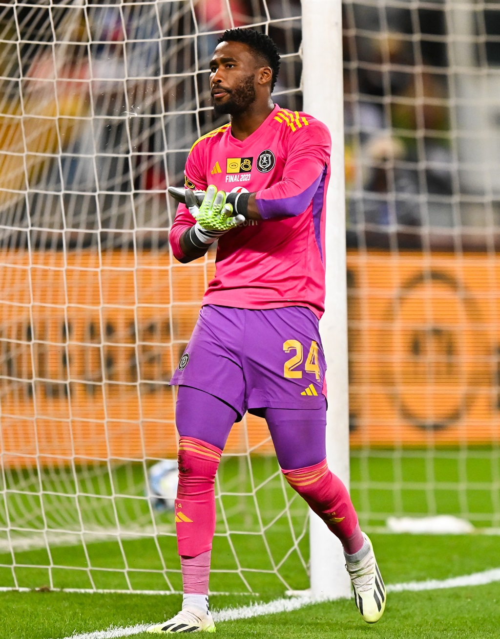 Sipho Chaine of Orlando Pirates  during 2023 MTN8 final match between Orlando Pirates and Mamelodi Sundowns at Moses Mabhida Stadium in Durban on 07 September 2023 