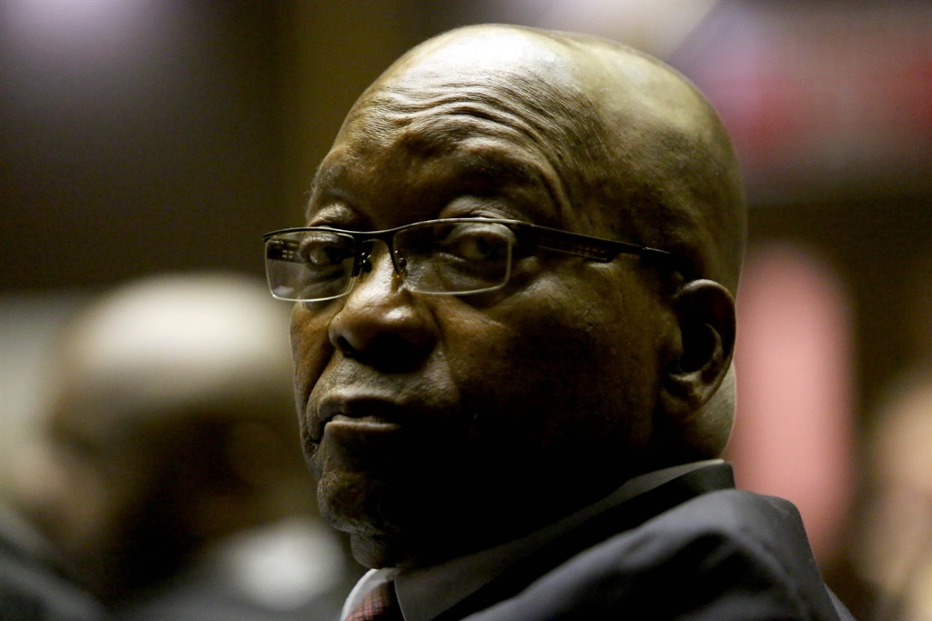 Former president Jacob Zuma is seen inside the Pietermaritzburg High Court.