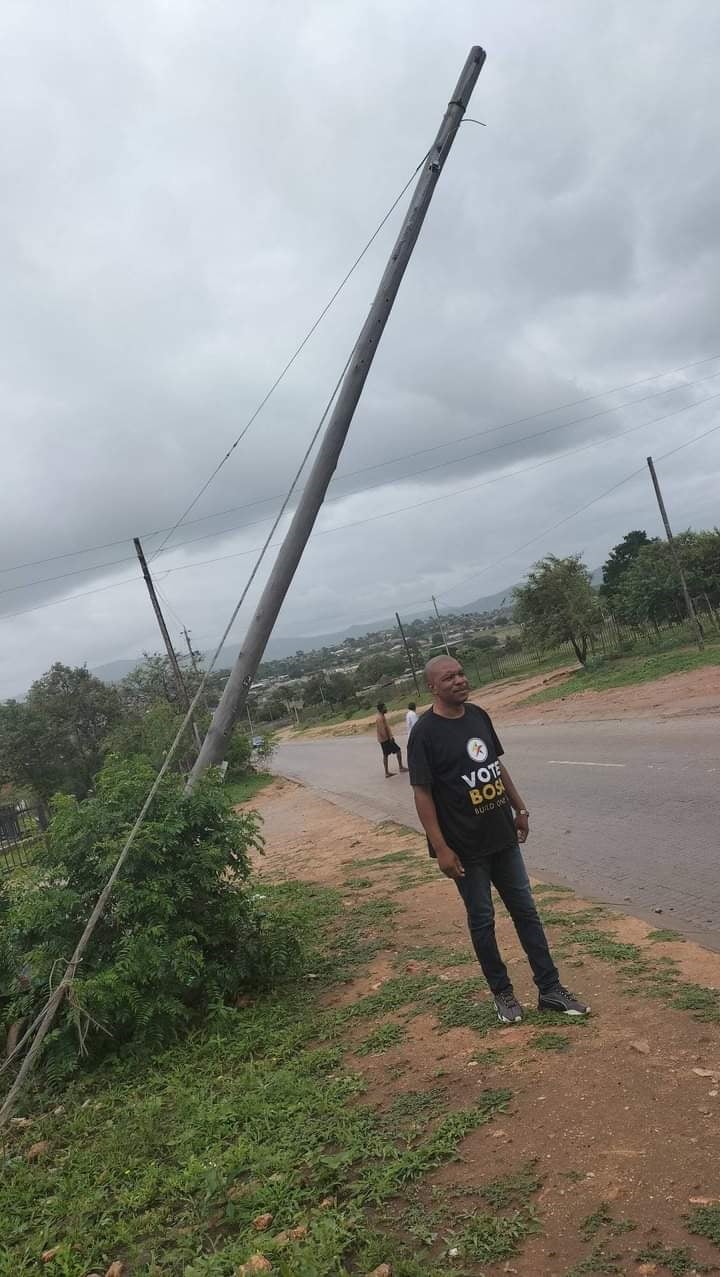 Community leader Timothy Maluleke, who said they've complained about the electricity pole, but nothing happened. 